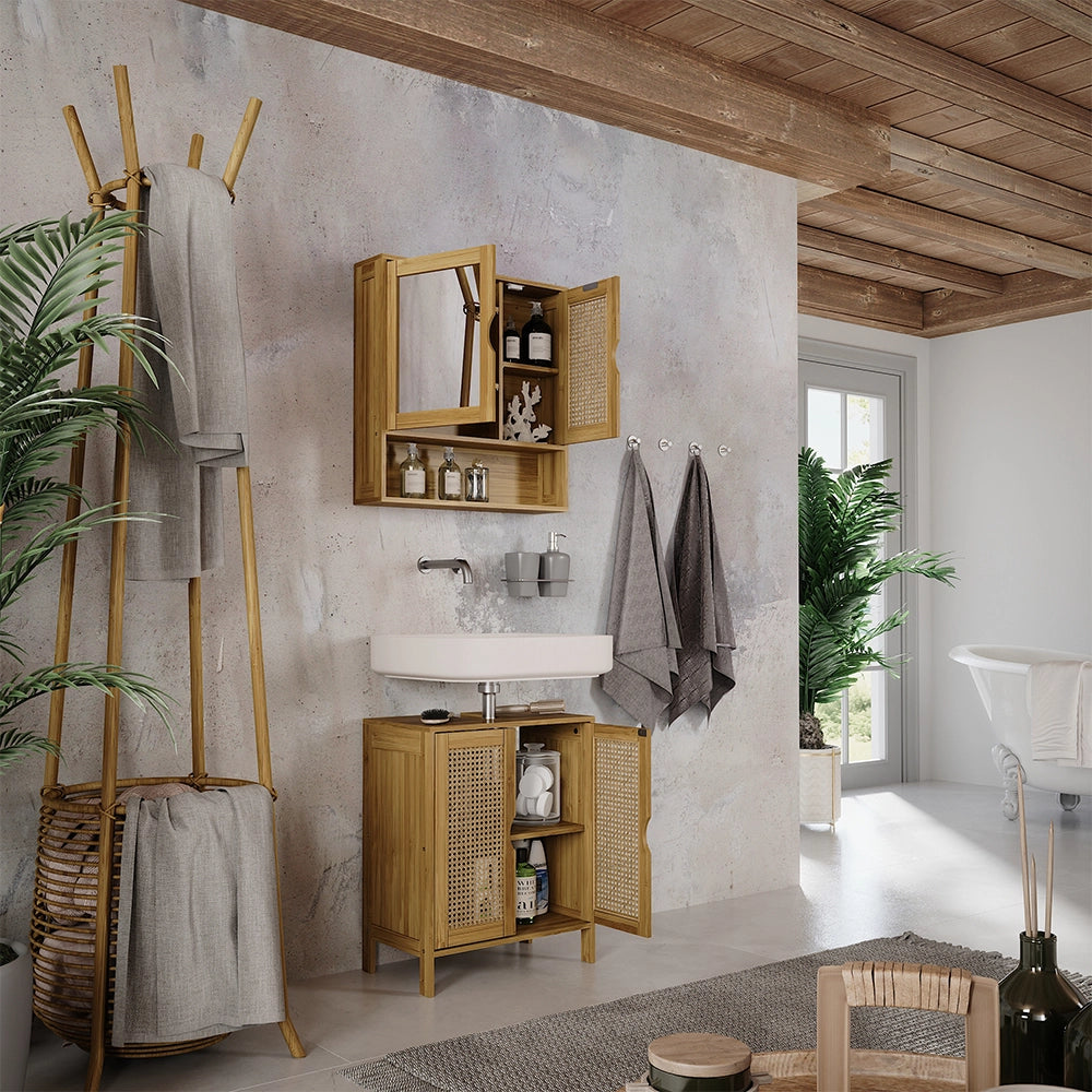 Vicco Set di mobili da bagno Bambù 2 parti