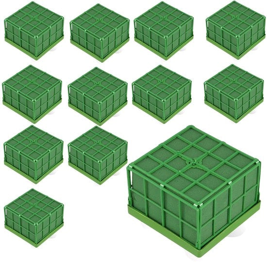 Accessorio per fiori a schiuma quadrato 12 pezzi - Supporto per fiori a schiuma - Zaino per fiori - Accessorio per fiori - Decorazione per tavola - Decorazione per matrimoni - Materiale plastico/fenolo.