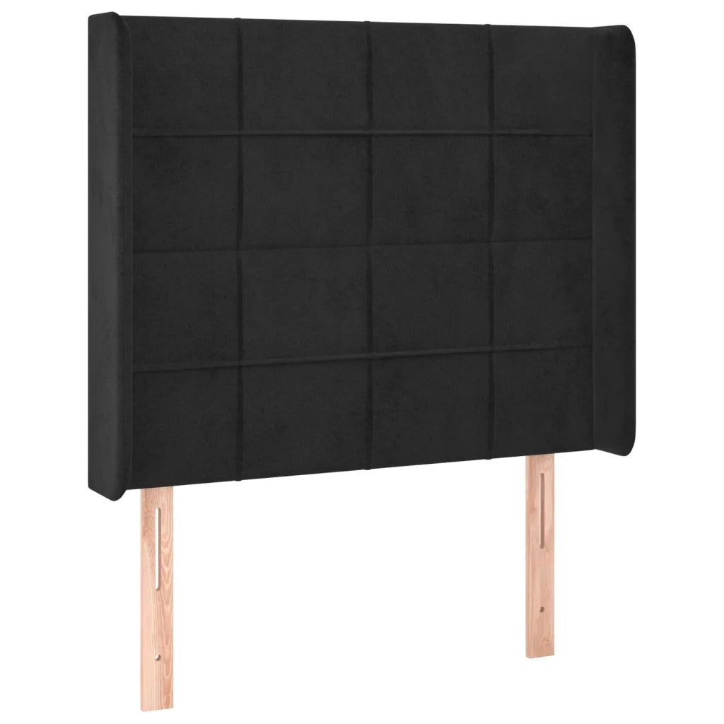 Testiera ad Orecchio-Testata con Orecchie Nera 93x16x118/128 cm in Velluto 314842