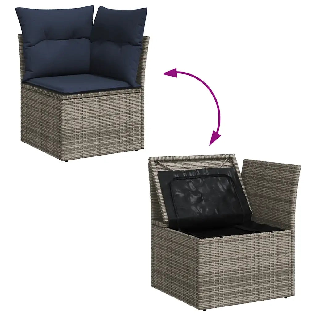 Set Divani da Giardino 10 pz con Cuscini Grigio in Polyrattan 3256152