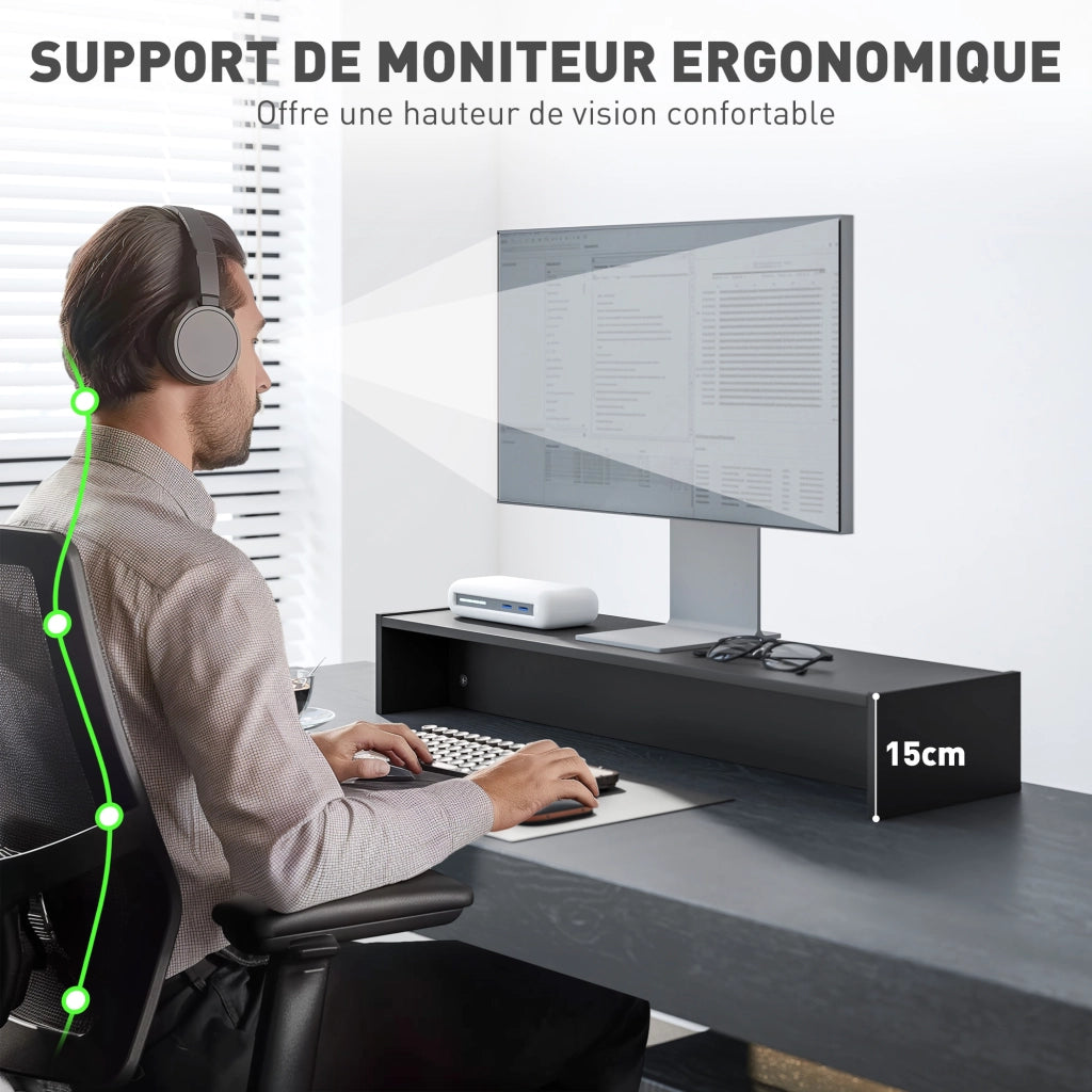 Supporto Monitor PC ¨C Zephmum ¨C 100 cm Nero con 2 Ripiani