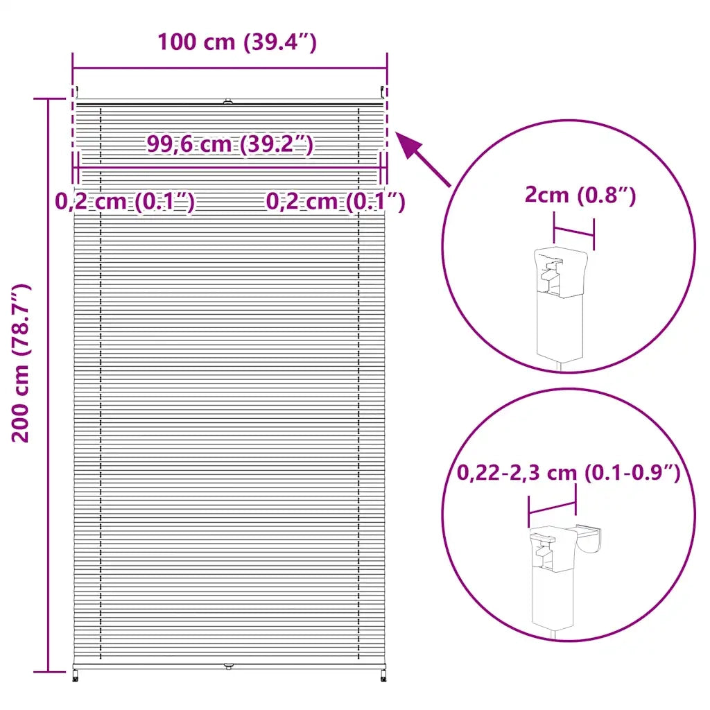 Tenda plissè 100x200cm bianca 240612