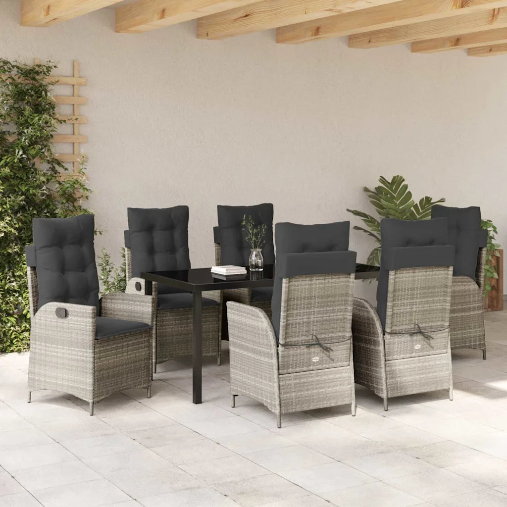 Set da Pranzo per Giardino 7 pcs Grigio chiaro polyrattan