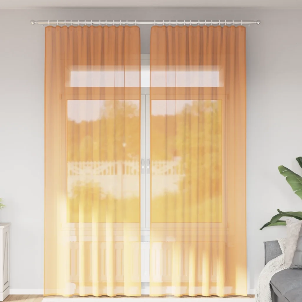 Tende in Voile con Tasche per Aste 2 pz Arancio