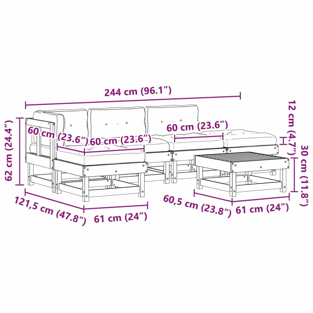 Set Lounge da Giardino 6 pcs Marrone Cerato 3418124
