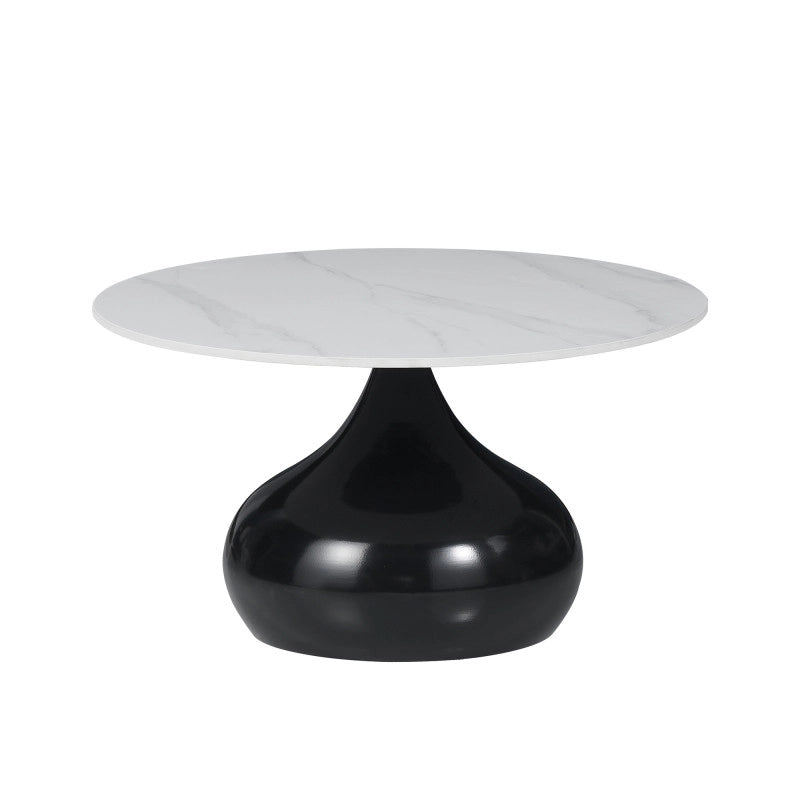 Tavolino Capri Bianco Effetto Marmo Base Nera