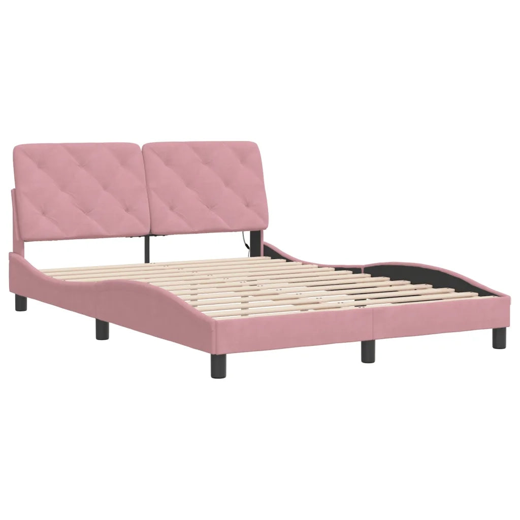 Giroletto con LED senza Materasso Rosa 140x190 cm in Velluto 3213854
