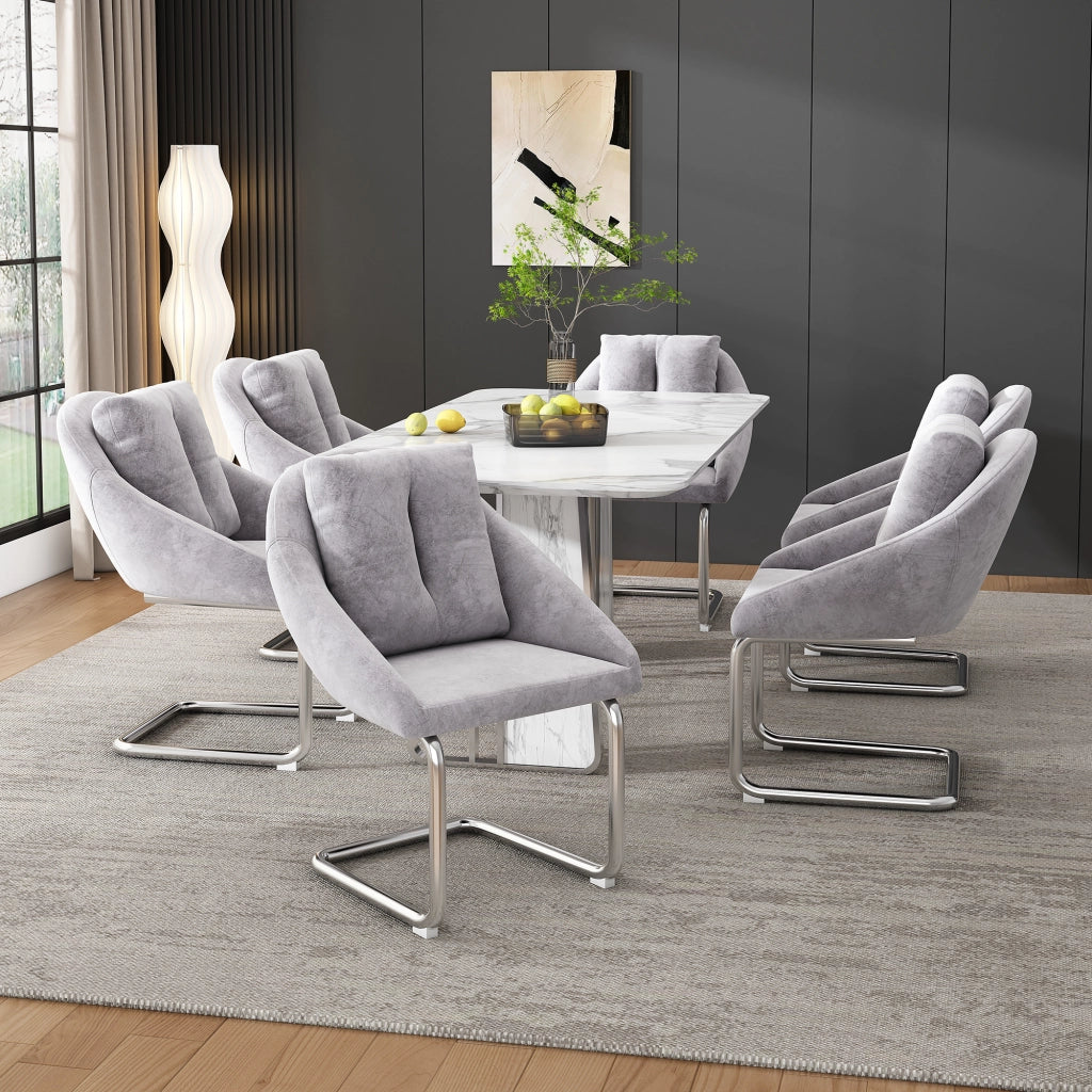 Sedia da Pranzo Girevole Imbottita in Velluto, Set 4 Pezzi con Cuscino ¨C MINIMAL ¨C Grigio