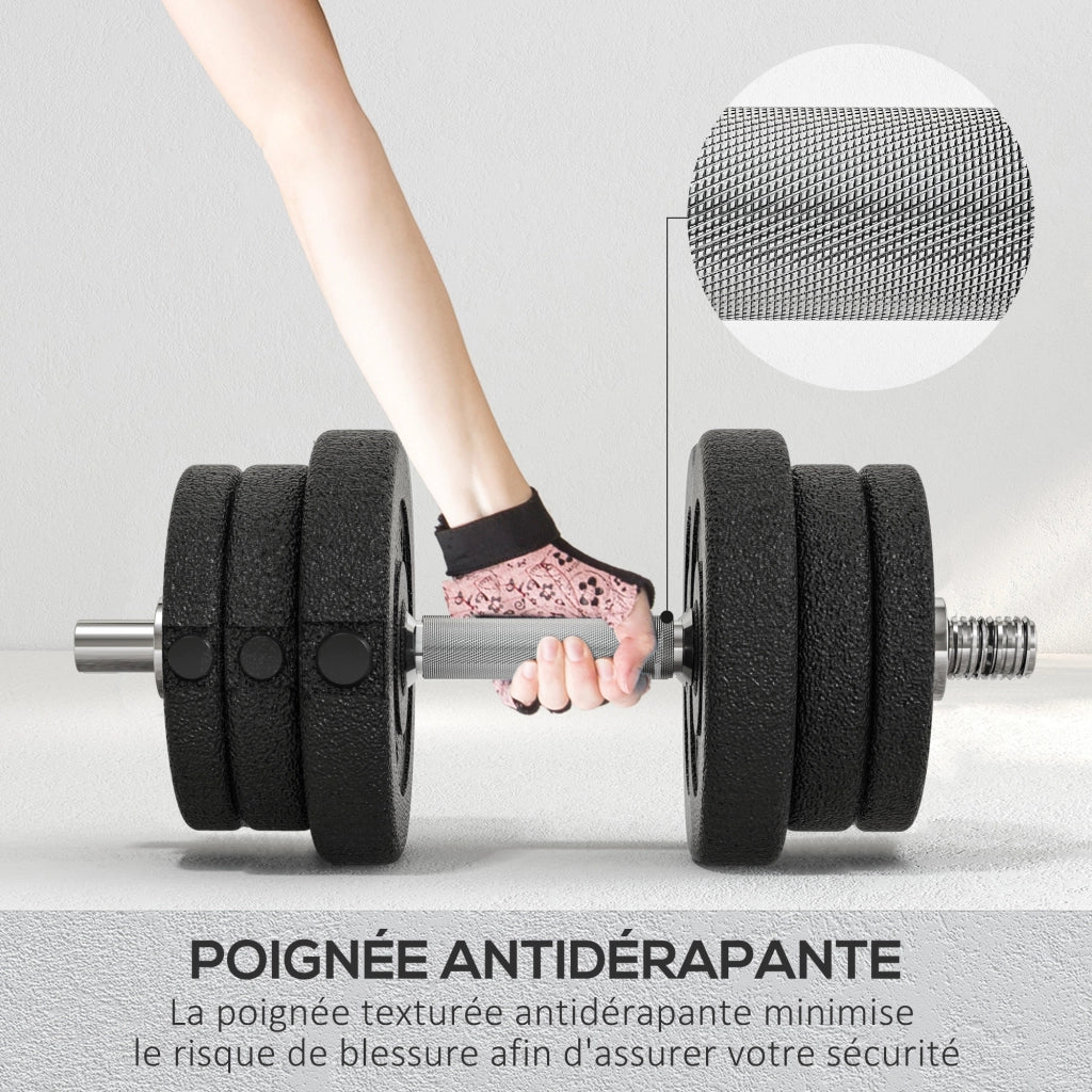 Set di manubri regolabili 25 kg ¨C zephmum ¨C nero acciaio polyuretano