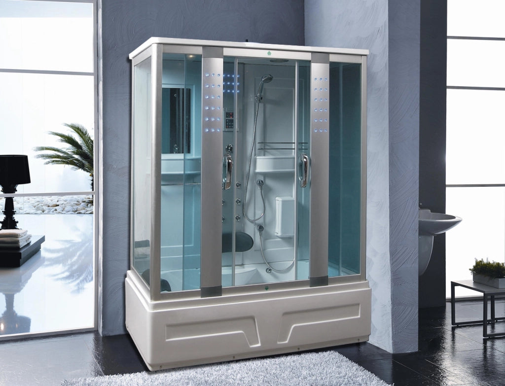Cabina doccia con vasca idromassaggio, sauna bagno turco, fm, cromoterapia 160x85 full optional Sicorage Roxul