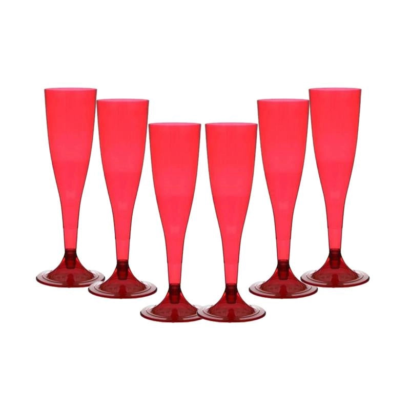 FLUTE BICCHIERI IN PLASTICA 6 PEZZI REALIZZATI COLORE ROSSO