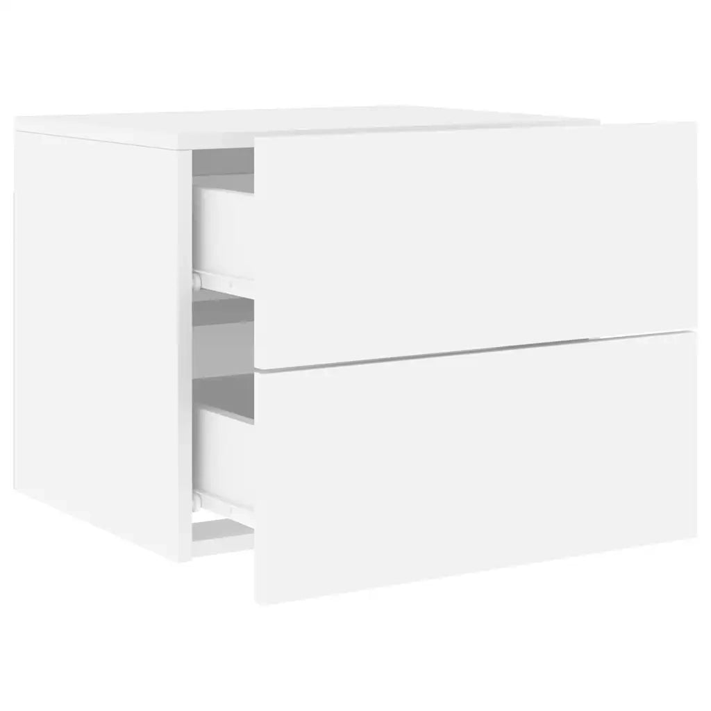 Comodino | Armadio da Notte | Mobiletto da notte a Parete con Luci LED Bianco