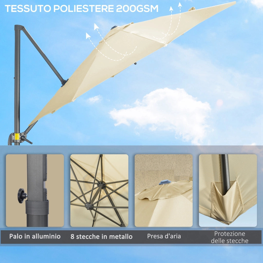 Ombrellone da Giardino ¨C Minimal ¨C Crema 300x250 cm