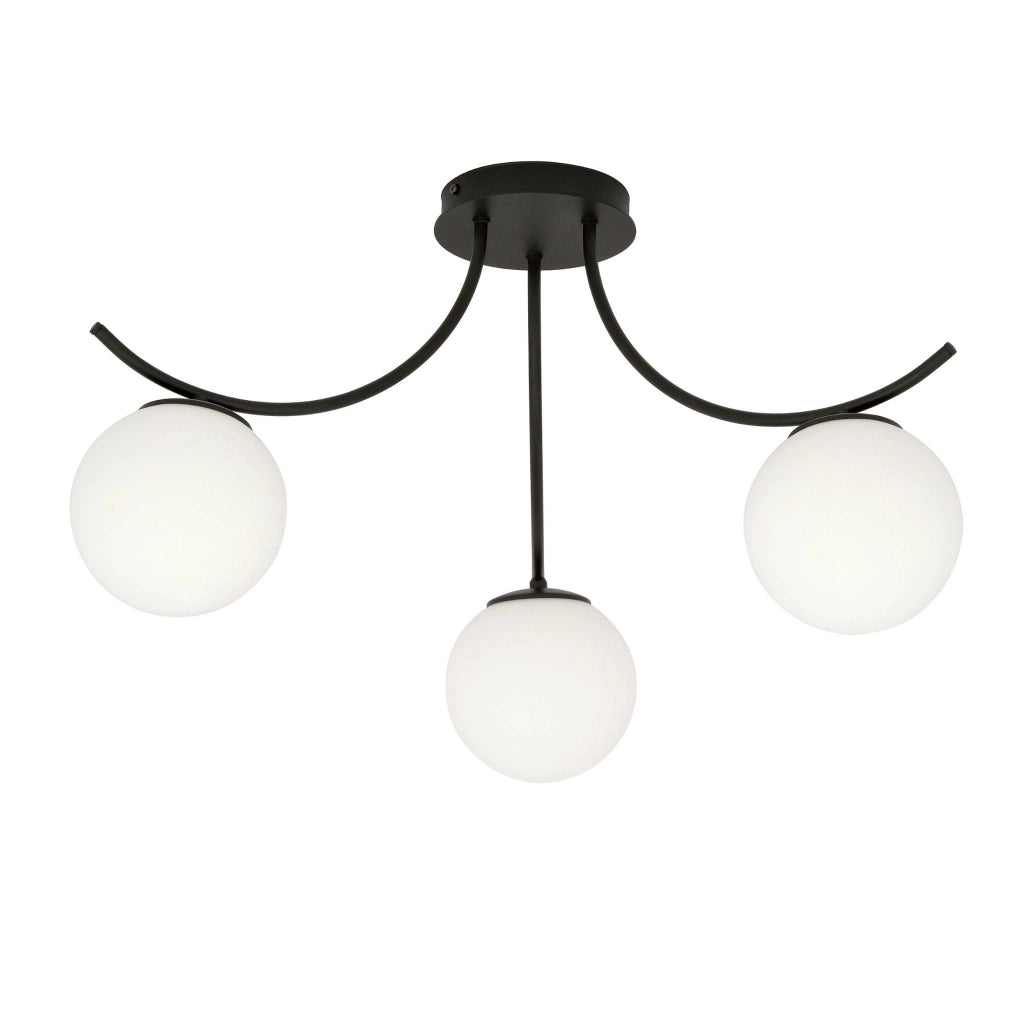 Emibig plafoniera Boston 3 luci E14 nero/opal dimmer