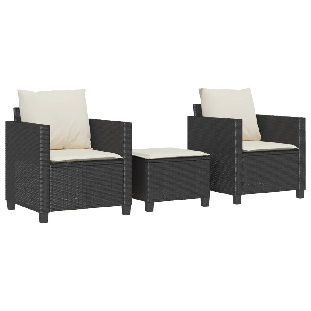 Set da Bistrò 3 pz con Cuscini Nero in Polyrattan 4003896
