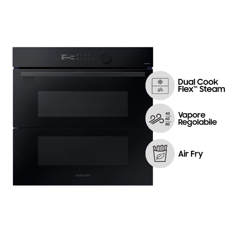 Samsung NV7B5760WBK-U5 Forno Elettrico Multifunzione da incasso a Vapore Dual Cook Flex Steam Classe energetica A+ 40 Programmi Frittura ad Aria WiFi 59,5 cm Nero