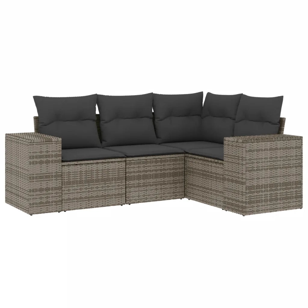 Set Divani da Giardino 4 pz con Cuscini in Polyrattan Grigio 3254847