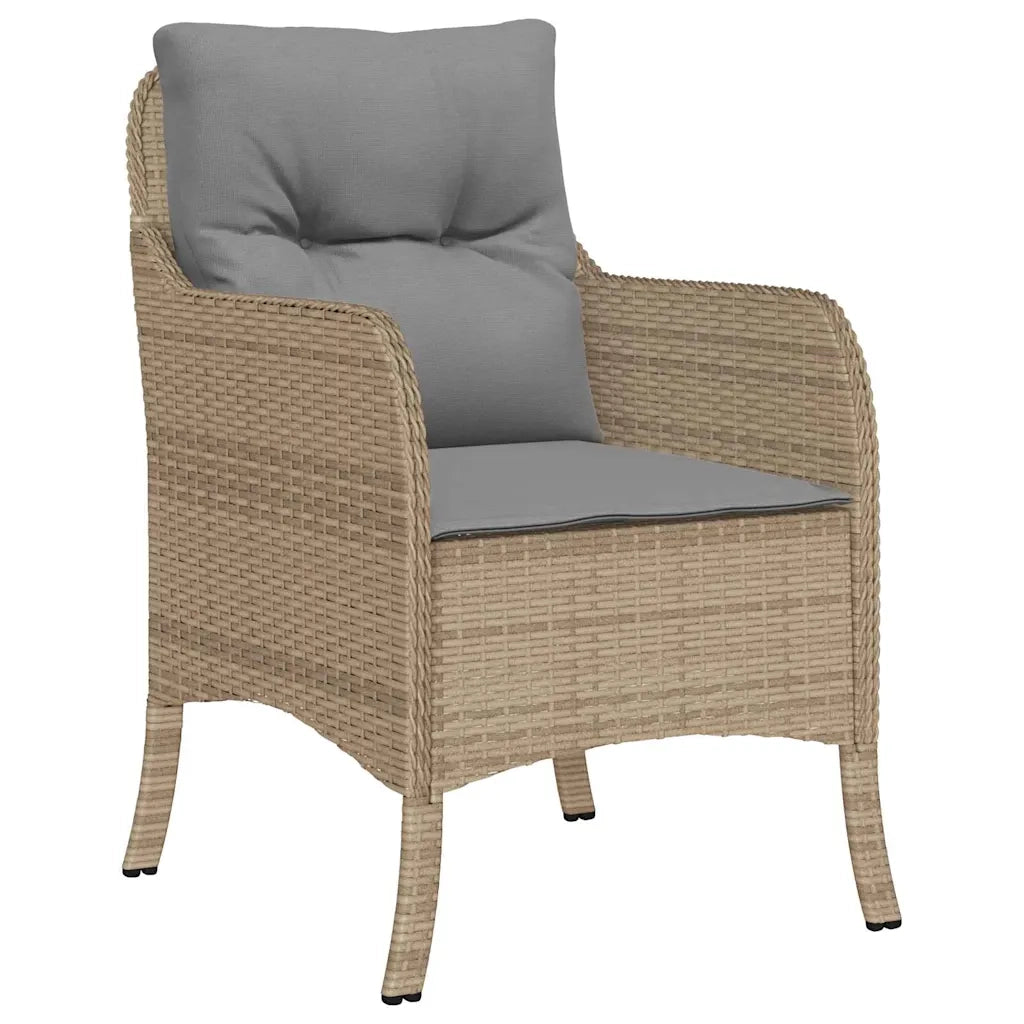 Set da Pranzo per Giardino con cuscino 7 pcs Beige polyrattan