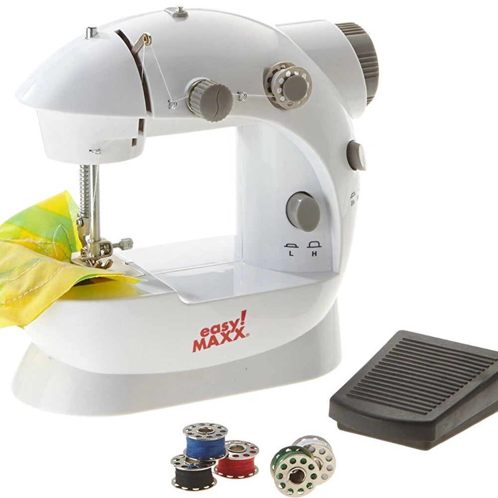 Trade Shop - Mini Macchina Da Cucire Cucitrice Portatile 4 In 1 Da Viaggio Con Pedale Ago -