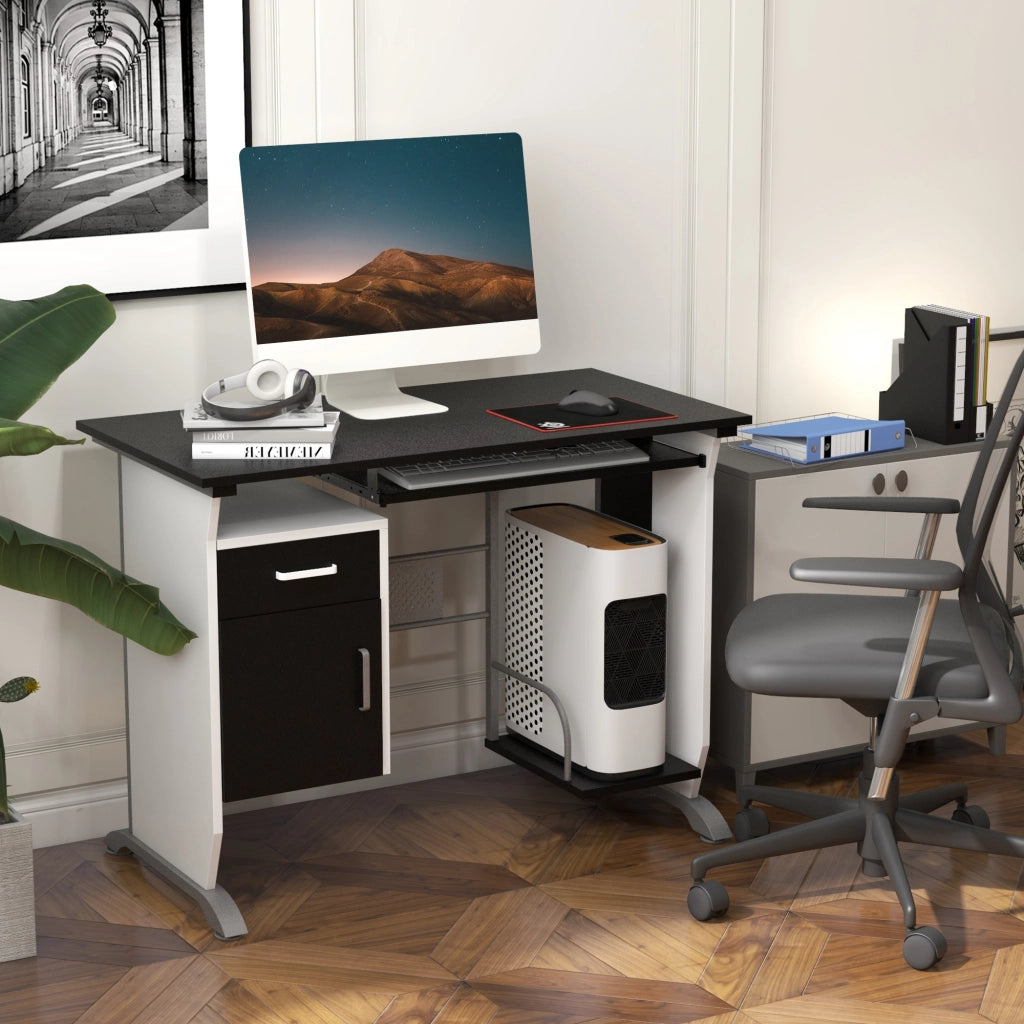 Scrivania computer design in MDF nero e bianco ¨C Minimal ¨C 100x52x75 cm