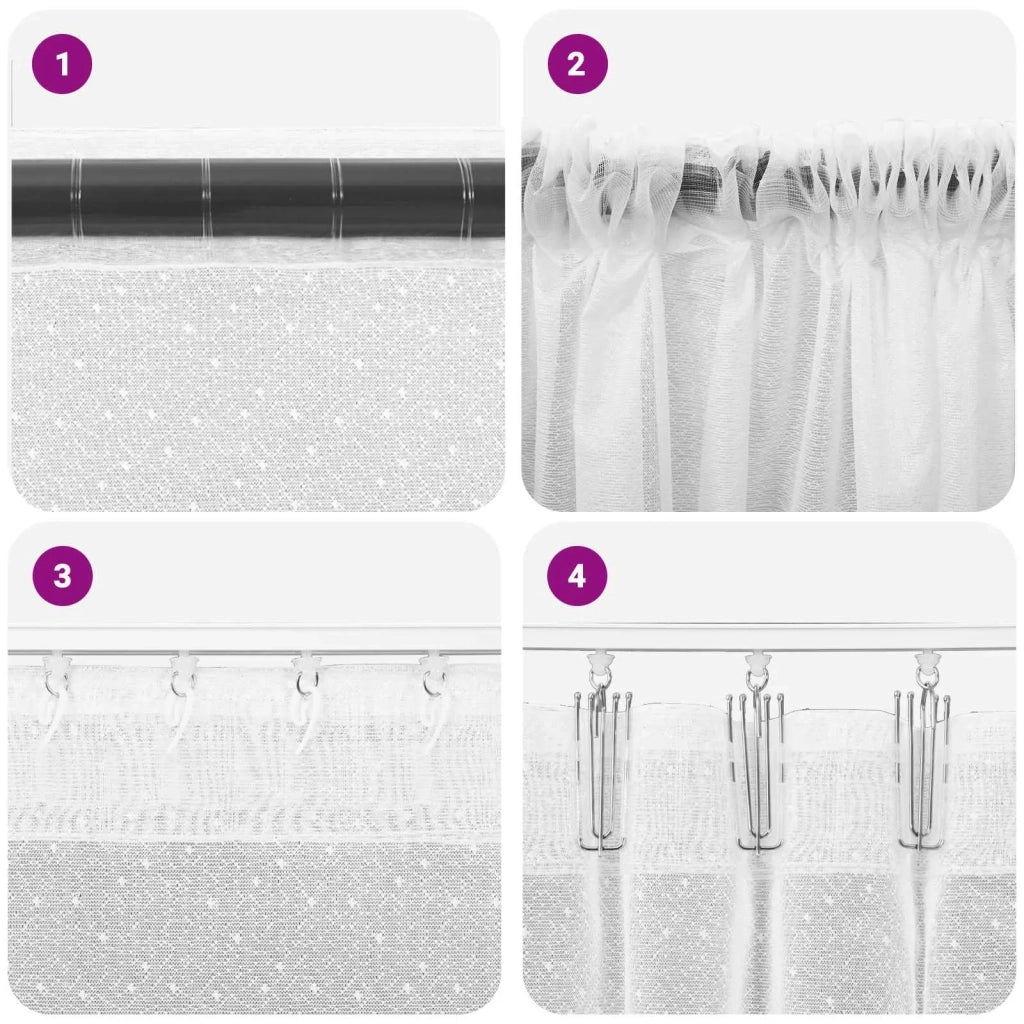 Tenda in Pizzo con tende Bianco 245 x 1200 cm Poliestere 4107861