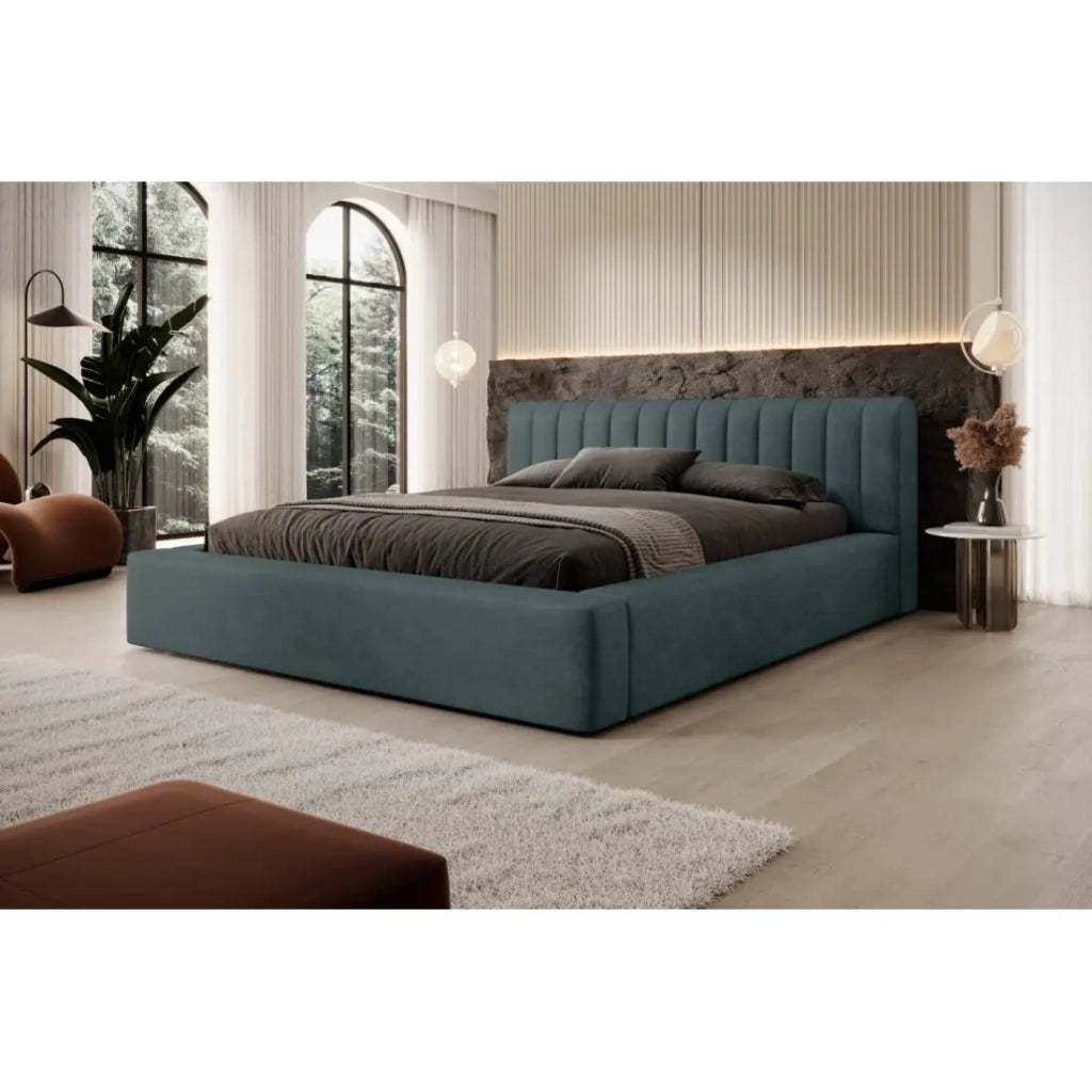 Lettino CERVIN – Velluto morbido Notte smeraldo – 140x200 cm – Rete sollevabile – Design elegante