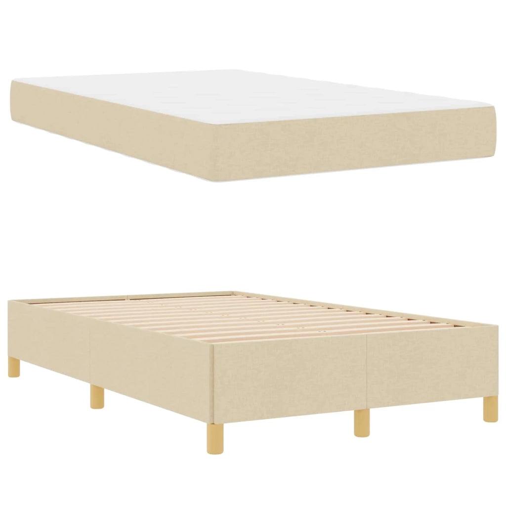 Letto matrimoniale | Letto per adulti | Struttura del letto con materasso Crema 120 x 200 cm Tessuto
