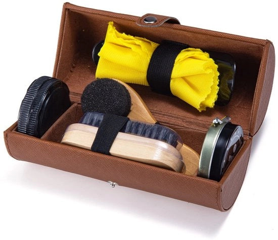 Kit di Pulizia Luxe per Scarpe - Set di 7 pezzi - Borsetta/Applicatore - Borsa di Viaggio - Asciugamano di Pulizia - Kit di Manutenzione delle Scarpe