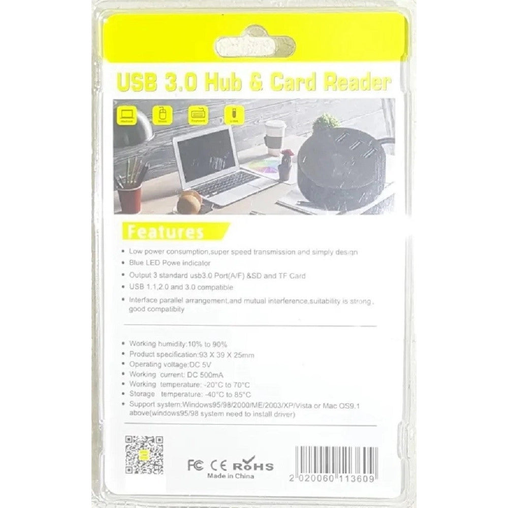 Trade Shop - Hub Usb 3.0 3 Porte Lettore Schede Connessione Usb Per Pc Windows Mac Os Q-jc87 -