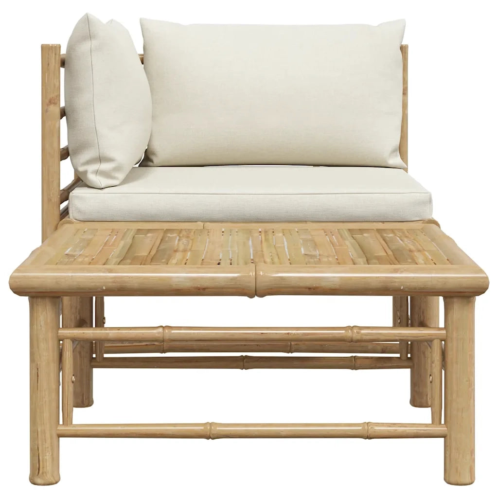 Set Divani da Giardino 2 pz con Cuscini Bianco Crema in Bambù 313144