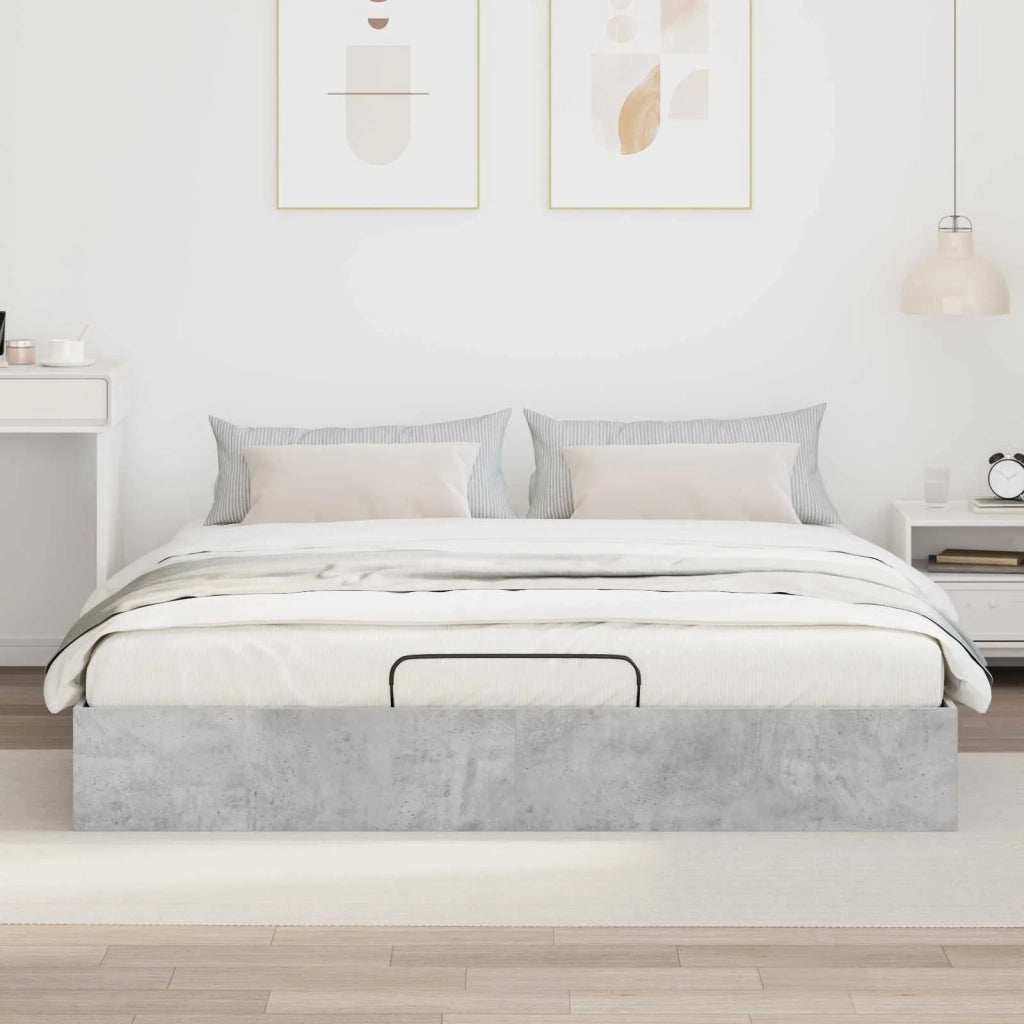 Letto matrimoniale | Letto per adulti | Letto ottomano Grigio Cemento 160 x 200 cm Legno ingegnerizzato