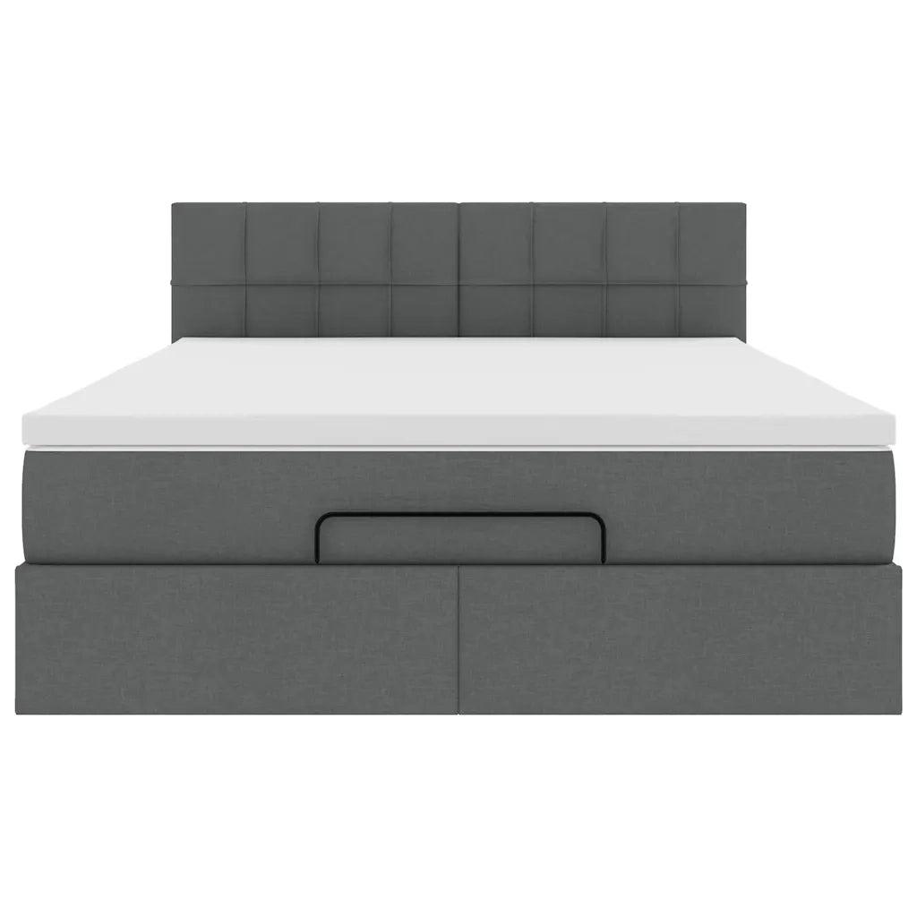 Pouf Letto con Materasso e LED Grigio Scuro 140x200 cm 3312313