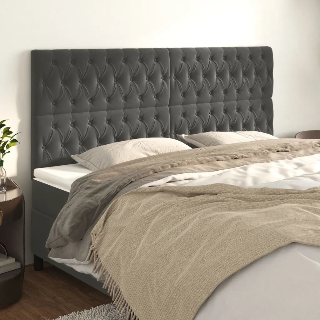 Testiera | Testata Grigio Scuro 180x7x118/128 cm Velluto