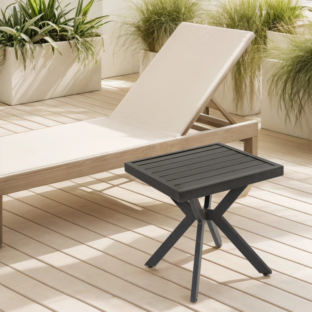 Tavolino da Esterno in Alluminio ¨C MINIMAL ¨C Quadrato, Marrone Scuro