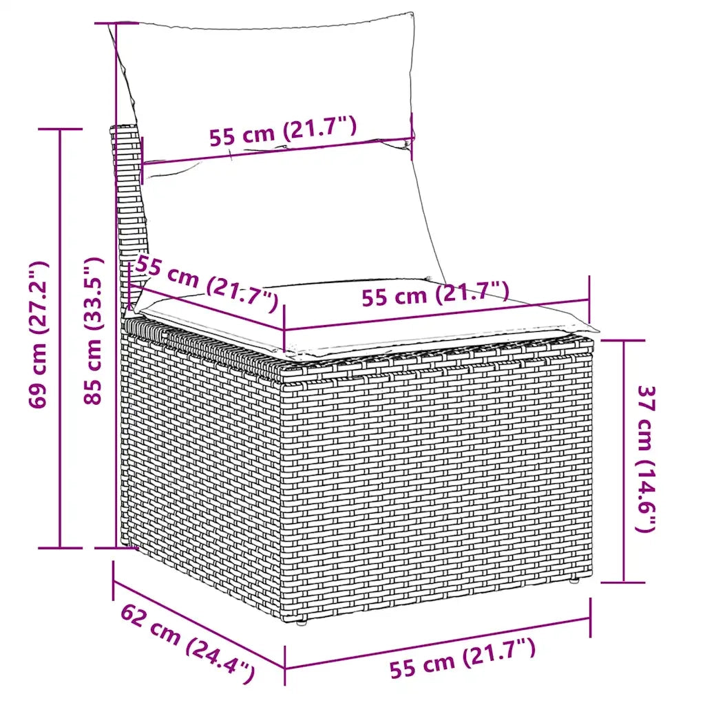 Set Divano da Giardino 4pz con Cuscini Grigio Chiaro Polyrattan 3222281