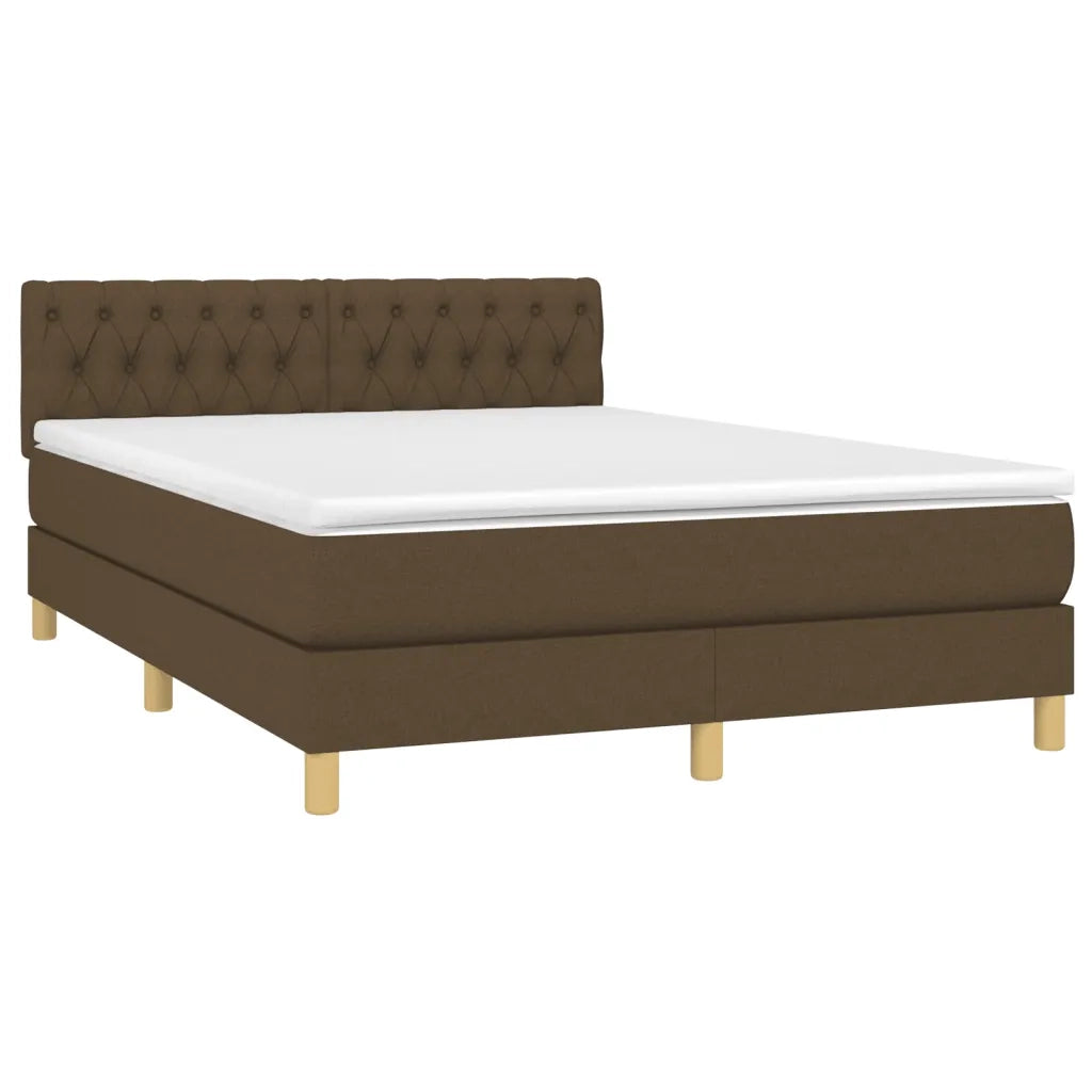 Letto a Molle Materasso e LED MarroneScuro 140x190cm in Tessuto 3133952