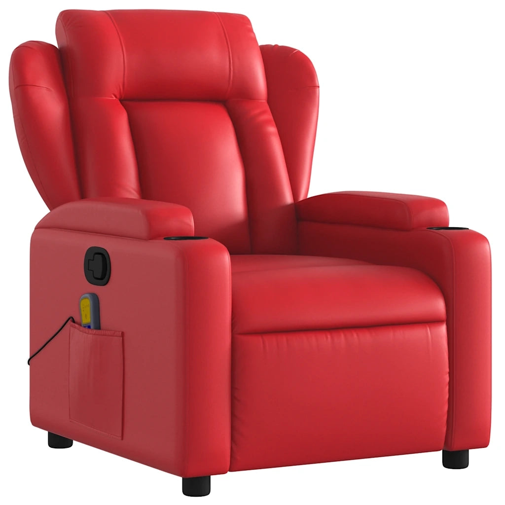 Poltrona Massaggiante Reclinabile Rossa in Similpelle 372439