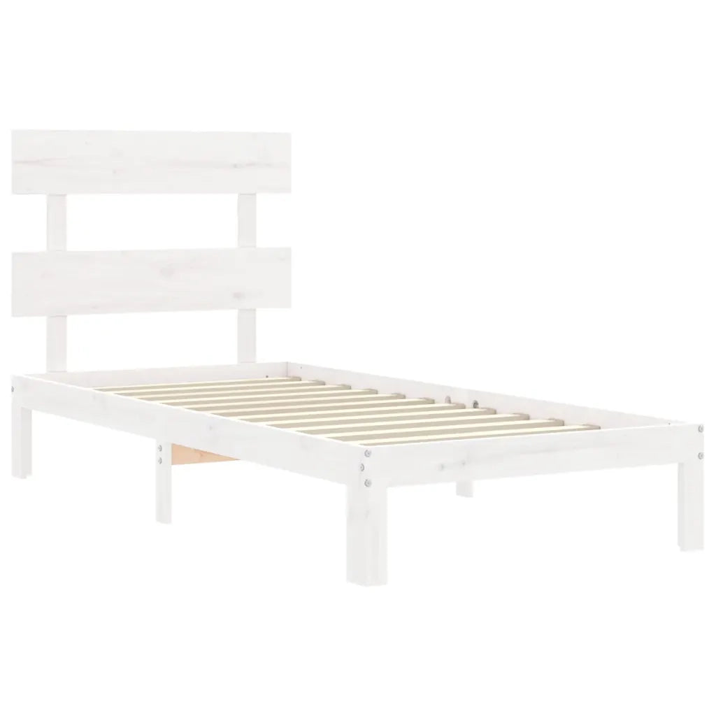 Giroletto senza Materasso-Struttura Letto Bianco 90x200 cm Legno Massello Pino 611859