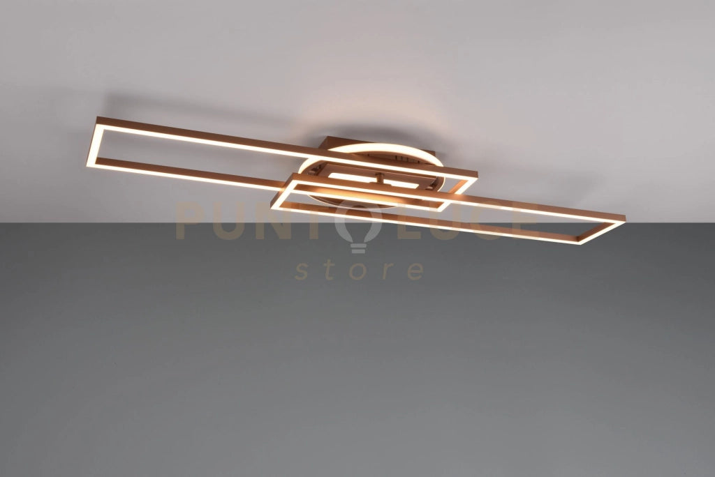 TWISTER PLAFONIERA LED  30W 4500lm, 2700 - 6000K RETTANGOLARE CAFFE' ORIENTABILE CON BASE ILLUMINATA ROTONDA CON TELECOMANDO MULTIFUNZIONE L. 90,5CM DIMMERABILE