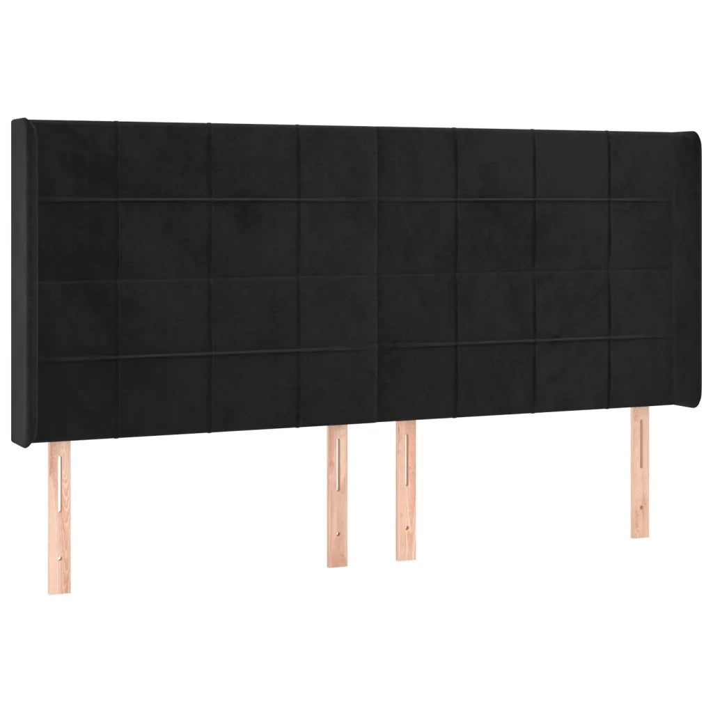 Testiera ad Orecchio-Testata con Orecchie Nera 183x16x118/128 cm in Velluto 509070