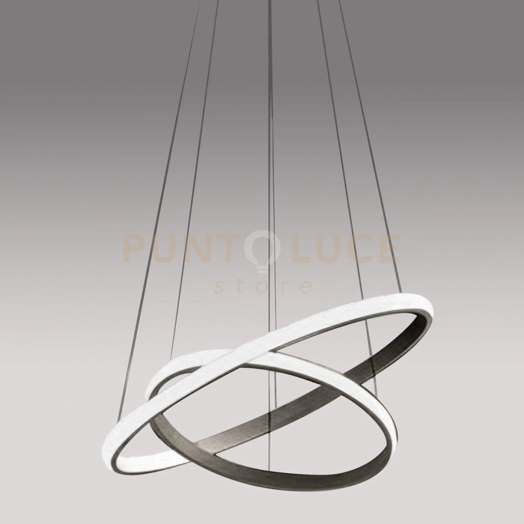 IOLE S/2 - LAMPADARIO A SOSPENSIONE TITANIO LED 3000K 2000LM 40W DIMMERABILE 2 CERCHI