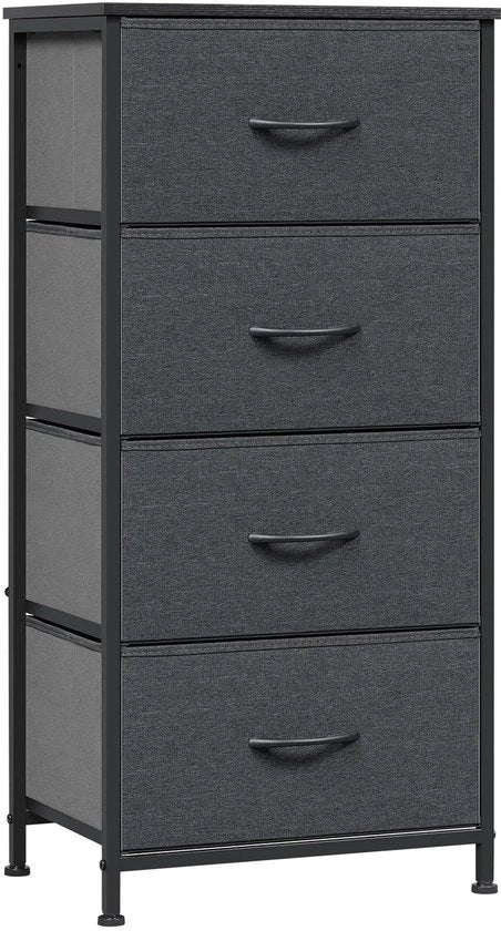 Cassetto di Carico - Cassetto di Deposito - 4 ante - Cassetto Compatto - Multifunzionale - Organizzatore per la Casa - Struttura in Metallo - Grigio Scuro