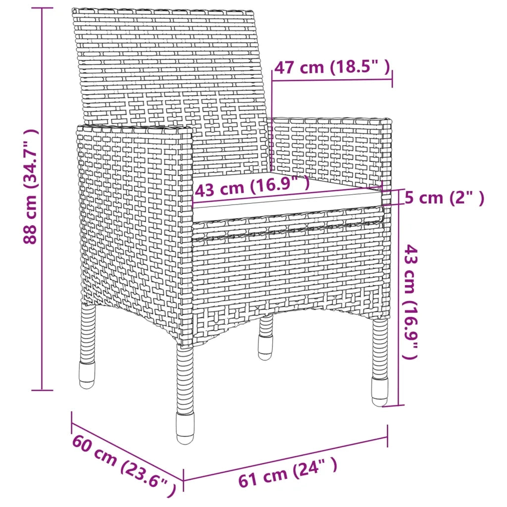 Set da Pranzo da Giardino con Cuscini 7 pz Polyrattan e Vetro 3099791