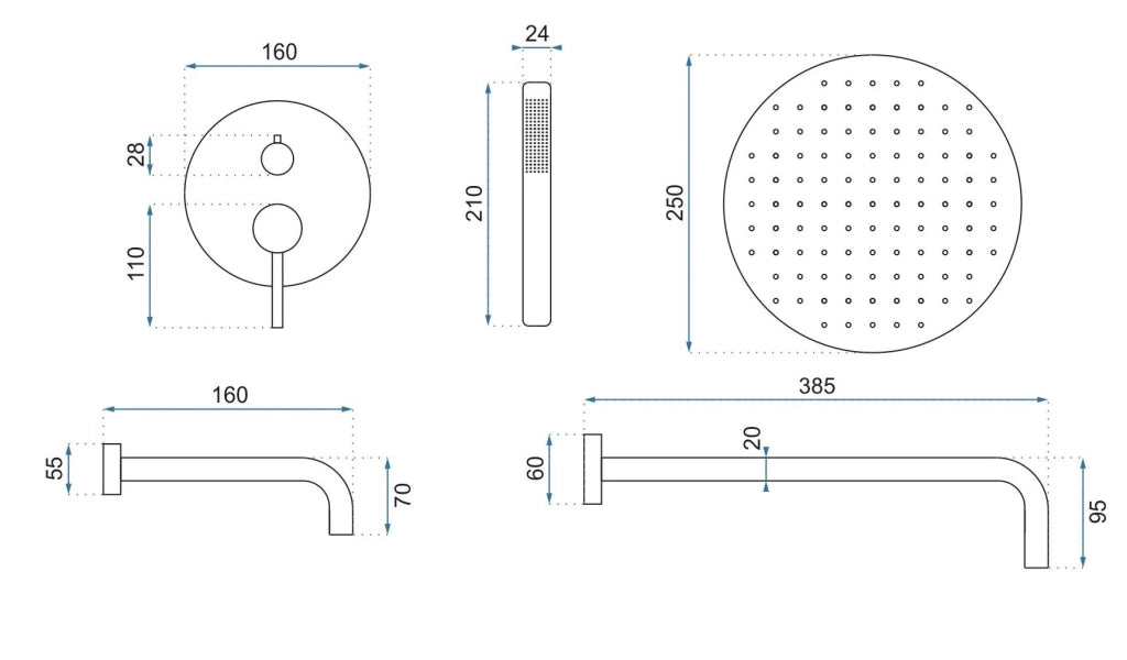 Set Da Vasca-doccia Da Incasso Rea Lungo Chrome + Box