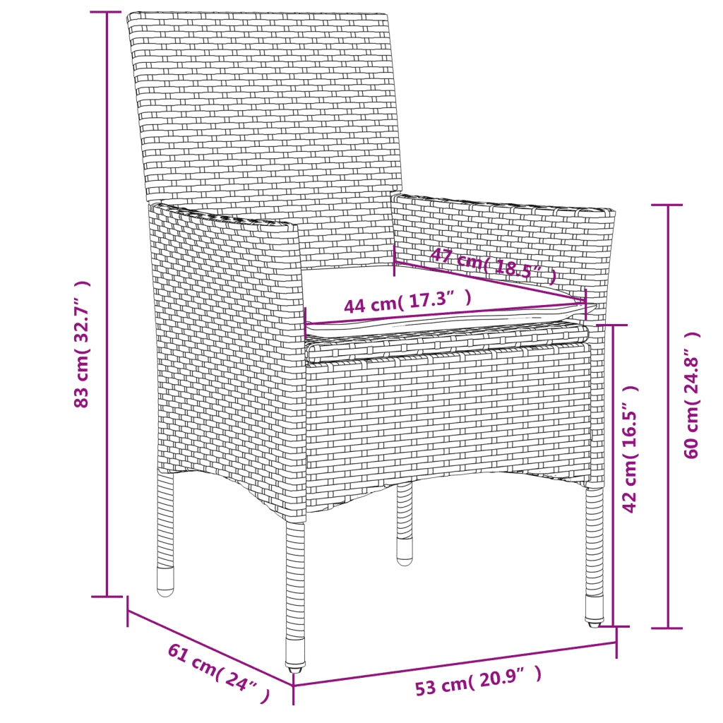 Set Pranzo da Giardino 5pz con Cuscini Polyrattan e Vetro 3278612