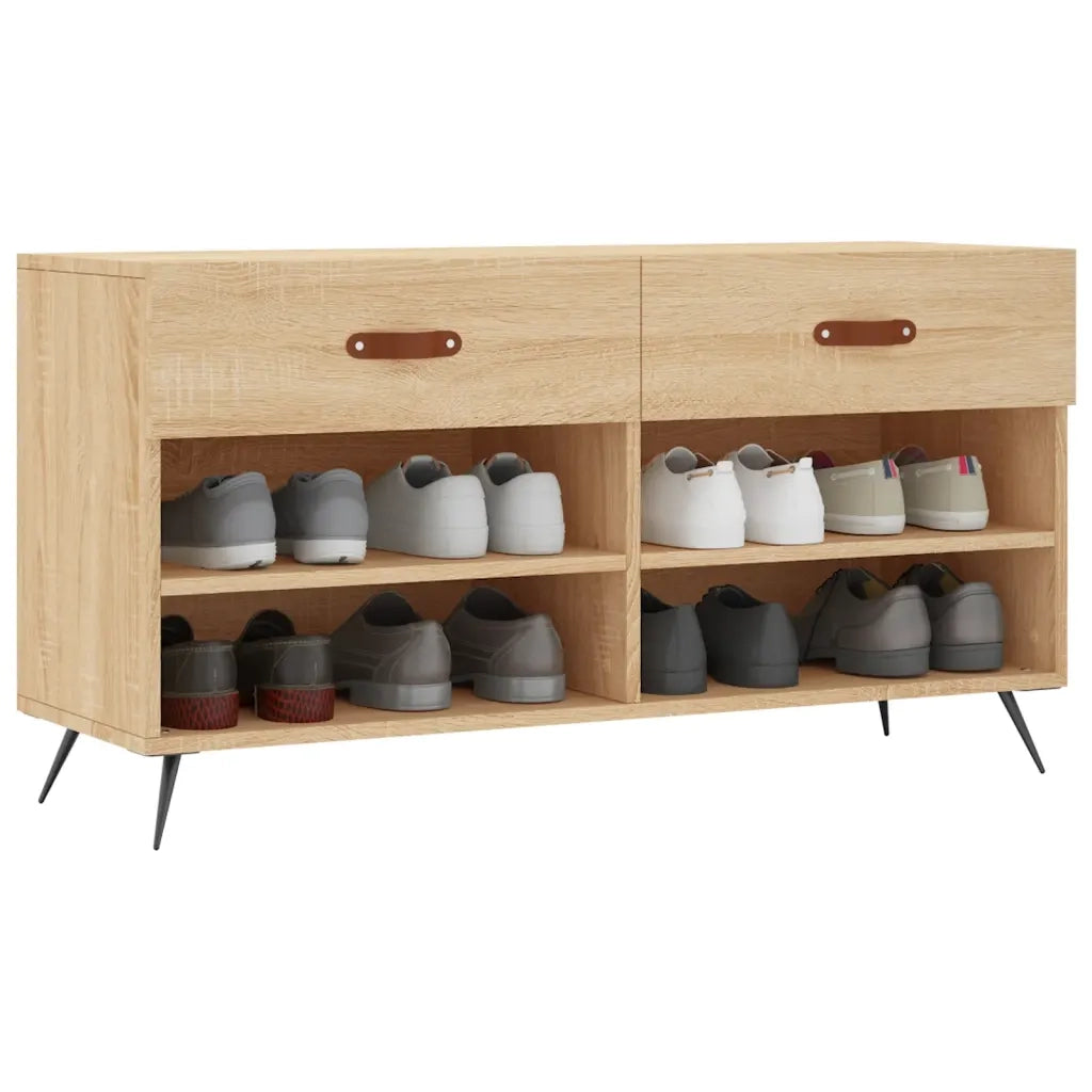 Panca Porta Scarpe-Sgabello-Panca Scarpiera Rovere Sonoma 102x35x55 cm Legno Multistrato 383673