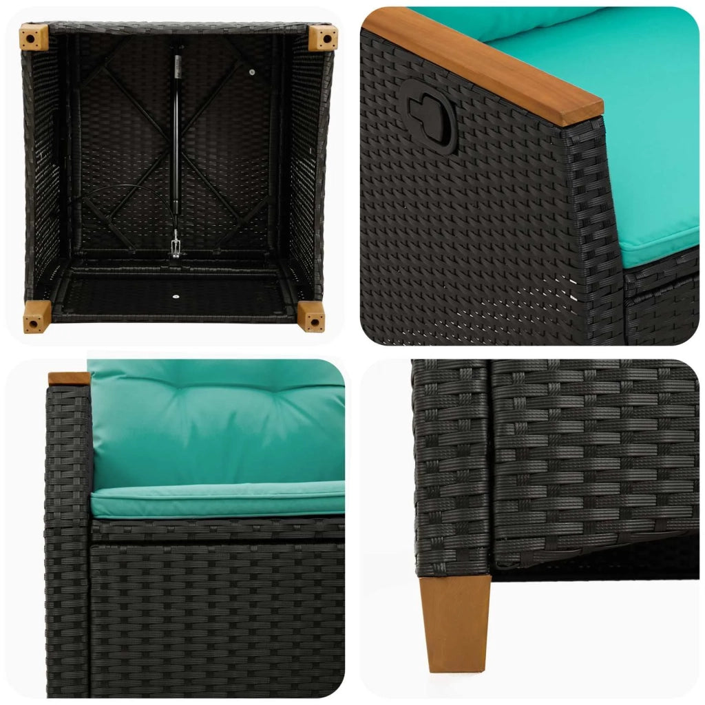Sedia da giardino reclinabile Nero e Turchese polyrattan 42026868