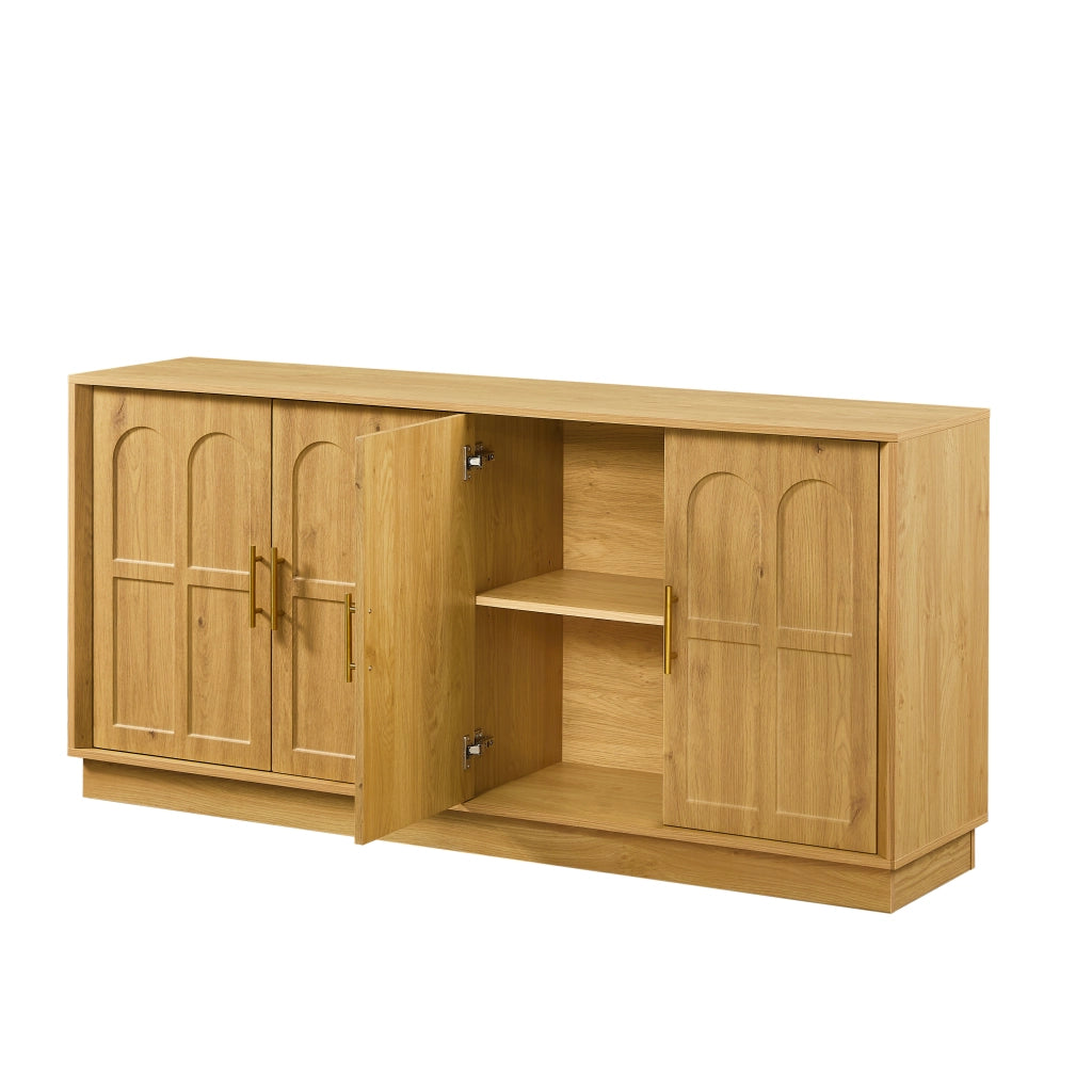 Credenza Vetrina con Ante ¨C Xylo ¨C Legno Naturale, Mobile TV Soggiorno 169x40x80 cm