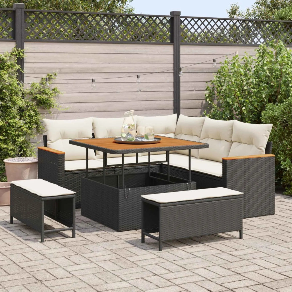 Set Divano da Giardino 8 pcs Nero polyrattan 3362905