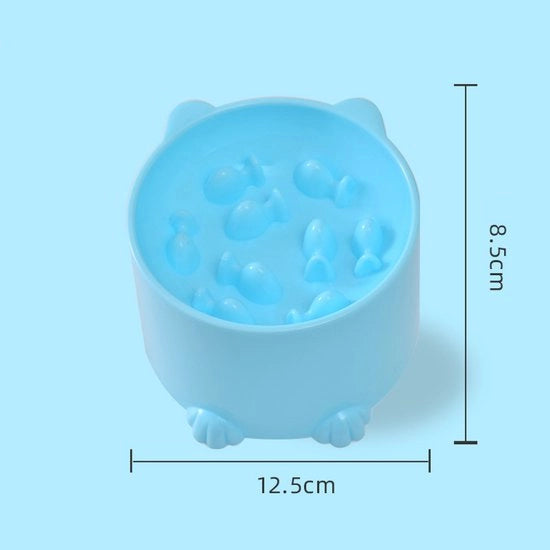 Lentotreno per Gatti – Ciotola Anti-Schoc – 12,5 cm – Puzzola Interattiva per il Cibo con Pesciolini – Prevenzione Schocchi e Bracchetti – Adatto per Cibo Secco e Umido – Blu